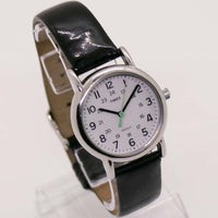 Cuir noir montre Sangle Timex Indiglo montre | Moderne Timex Montres