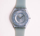 Peau Swatch montre Softness bleu SFN120 | Silicone à gelée mince Swatch montre