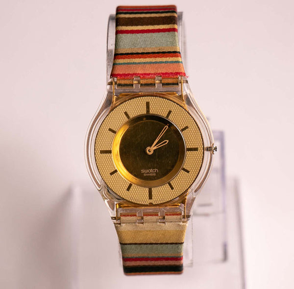 2001 THINE SFK155 Skin Swatch Gold Tone Swatch Skin Watch Vintage Radar 2001-thine-sfk155-skin-swatch-gold-tone-swatch-skin-watch-vintage-radar