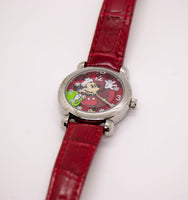Extraño Disney Parque Mickey Mouse Papa Noel reloj Dial rojo y correa