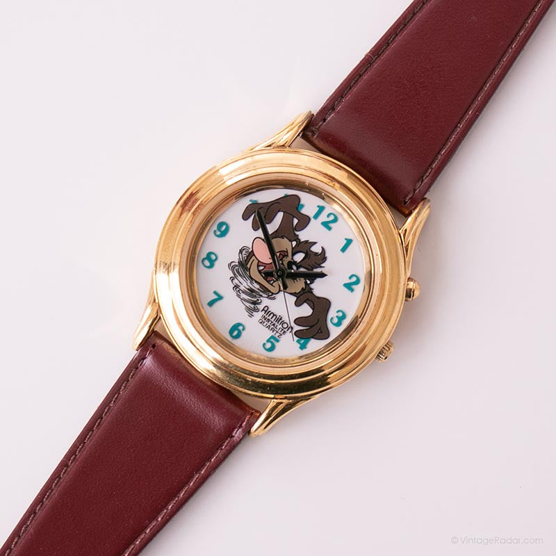 Vintage Armitron Tasmanian Devil Watch | Looney Tunes Gold Tone