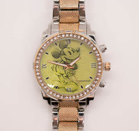 Large Size Mickey Mouse Two Tone Fashion Watch for Women