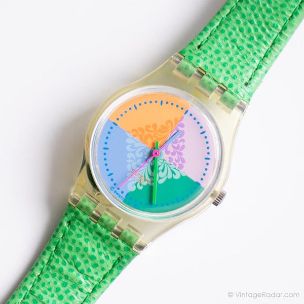 1992 Swatch Lady LK131 Piastrella Watch | 90s ألوان الباستيل سيدة Swatch راقب