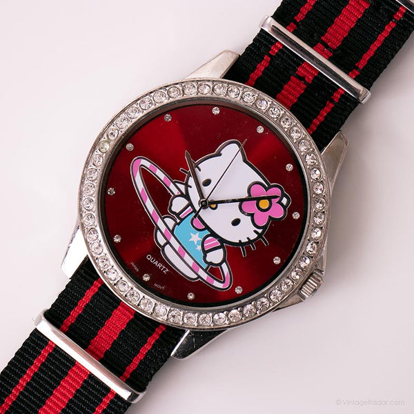 Big Hello Kitty Vintage reloj | Personaje de tono rojo y plateado reloj