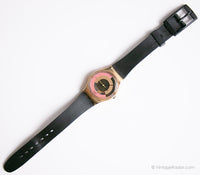 1989 Swatch Lady LX101 Pluto Watch | 80s أسود وذهب Swatch Lady راقب