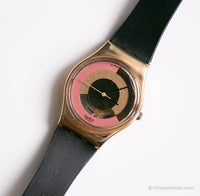 1989 Swatch Lady LX101 Pluto Watch | 80s أسود وذهب Swatch Lady راقب