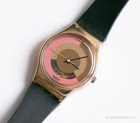 1989 Swatch Lady LX101 PLUTO Watch | 80s Black & Gold Swatch Lady Watch