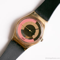 1989 Swatch Lady LX101 Pluto Uhr | 80er Jahre Schwarz & Gold Swatch Lady Uhr