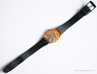 1989 Swatch Lady LX101 Pluto Uhr | 80er Jahre Schwarz & Gold Swatch Lady Uhr