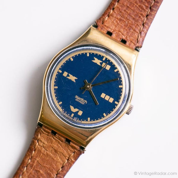 1990 Swatch Lady LX104 Hartes Rasen Uhr | 90S Gold-Tone Lady Swatch Uhr