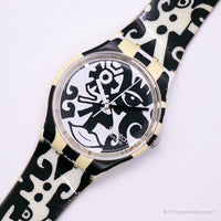 2009 Swatch GZ204 AFTERDARK Watch | Black and White Art Swatch Special