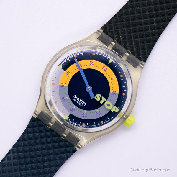 1992 Swatch SSK100 COFFEEBREAK Watch | Vintage Black Swatch Stop Watch
