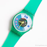1990 Swatch Lady LL107 Saturniac Watch | الهيكل العظمي الأخضر النادر Swatch Lady