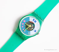 1990 Swatch Lady LL107 Saturniac Watch | الهيكل العظمي الأخضر النادر Swatch Lady