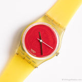 1995 Swatch Lady Cord LG114 su Bleu Watch | Quadrante rosso degli anni '90 Swatch Lady