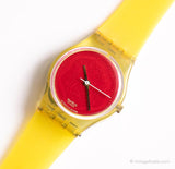 1995 Swatch Lady Cordon LG114 sur Bleu montre | Cadran rouge des années 90 Swatch Lady