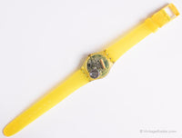 1995 Swatch Lady LG114 -Kabel auf Bleu Uhr | 90er Jahre Rotes Zifferblatt Swatch Lady