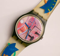 1991 Swatch GG110 Franco Watch Vintage | 90s الوردي Swatch مشاهدة جنت