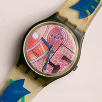1991 Swatch GG110 Franco Uhr Vintage | 90er Jahre rosa Swatch Uhr Mann