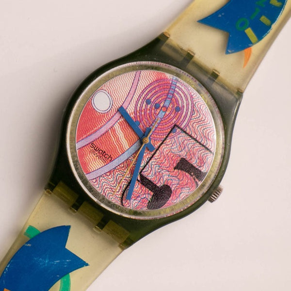 1991 Swatch GG110 Franco Watch Vintage | Pink degli anni '90 Swatch Guarda Gent