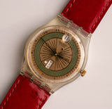 1995 Swatch GK715 Moos reloj | Fecha de día de oro Swatch Antiguo