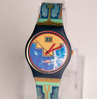 1991 Swatch Blue Flamingo GN114 Uhr Vintage NOS -Zustand