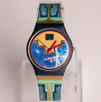 1991 Swatch BLUE FLAMINGO GN114 Watch Vintage NOS Condition