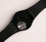 1992 Swatch GB144 nach Einbruch der Dunkelheit Uhr | Vollschwarz Swatch Uhr Jahrgang