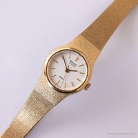 Jahrgang Seiko 8Y21-0020 R0 Uhr | Kleines weißes Zifferblatt Gold-Ton Uhr