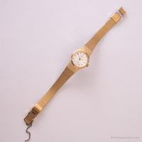 Ancien Seiko 8Y21-0020 R0 montre | Petit cadran blanc-or-tone montre