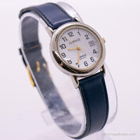 Vintage Silver-tone Carriage by Timex Watch for Ladies with Navy Blue Strap