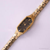 Antiguo Seiko 1320-533h reloj | Tón de oro de dial negro reloj para ella