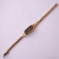 Vintage ▾ Seiko 1320-533h orologio | Dial quadrante nero orologio da tono d'oro per lei