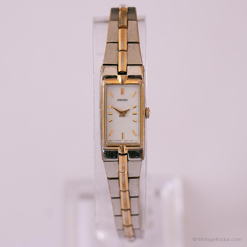 Vintage Seiko 2E20-7479 R0 Watch | Two-tone Rectangular Watch for Her ...