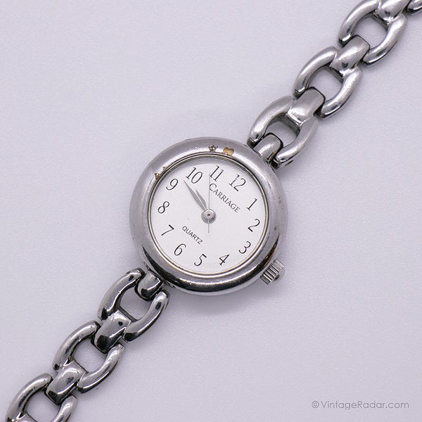 Piccola carrello tono d'argento da Timex Guarda per lei | Orologio al quarzo vintage