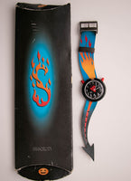 1994 Pop swatch PMB103 Cosas calientes reloj Vintage con caja y papeles