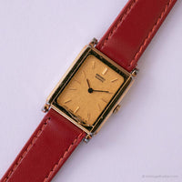 Vintage Seiko 2020-6240 R0 Watch | Red Strap Gold-tone Watch for Her