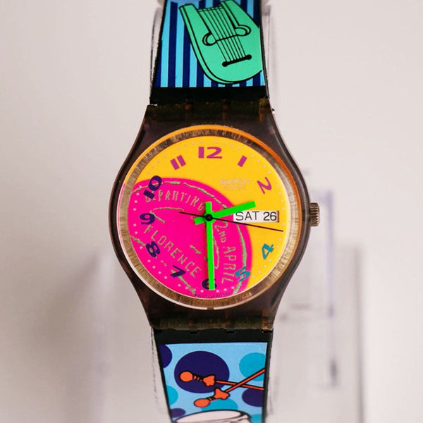 1993 Swatch Sello de fluo GV700 reloj | Día y fecha Swatch reloj Antiguo
