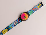 1993 Swatch Sello de fluo GV700 reloj | Día y fecha Swatch reloj Antiguo
