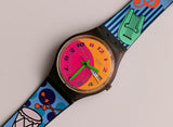 1993 Swatch Sceau de fluo GV700 montre | Jour et date Swatch montre Ancien