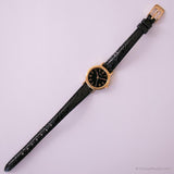 Ancien Seiko V401-1409 R1 montre | Cadran noir montre Pour dames
