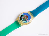 1986 Swatch Lady LK101 سوداء المرجان ساعة | نادر الثمانينيات سويسري Swatch Lady