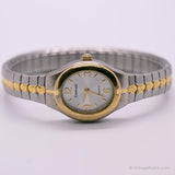 Vintage Two-tone Carriage by Timex Watch for Her with Oval-Shaped Case