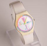 1989 Swatch GW403 GEOGLO Watch | RARE 80s White Retro Swatch Gent