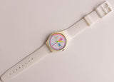 1989 Swatch GW403 Geoglo Watch | نادر الثمانينيات البيضاء الرجعية Swatch جنت
