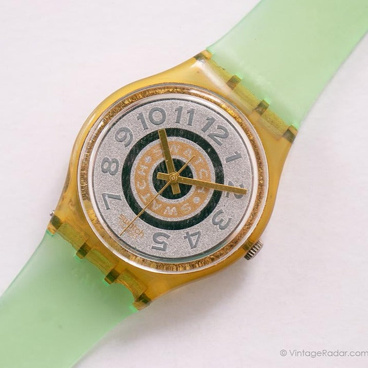 SWATCH ヴィンテージ イエロー アナログ自動巻腕時計 上348 Swatch 