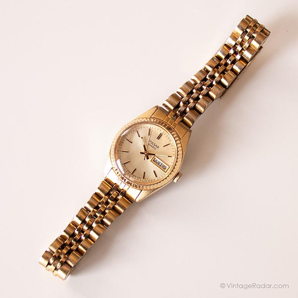 pulsar ladies dress watch PULSAR Ladies 23mm Dress WATCH Diamond Bezel 6.75 V501-X190 -RUNS