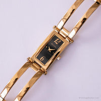 Dial negro vintage raro Bulova reloj | Vestido rectangular de las damas reloj
