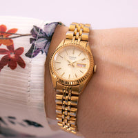 Tono de oro vintage Pulsar por Seiko Fecha reloj | Vestido de mujeres reloj