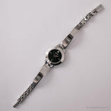Vintage Silver-tone Bulova Accutron Watch | Black Dial Watch for Her